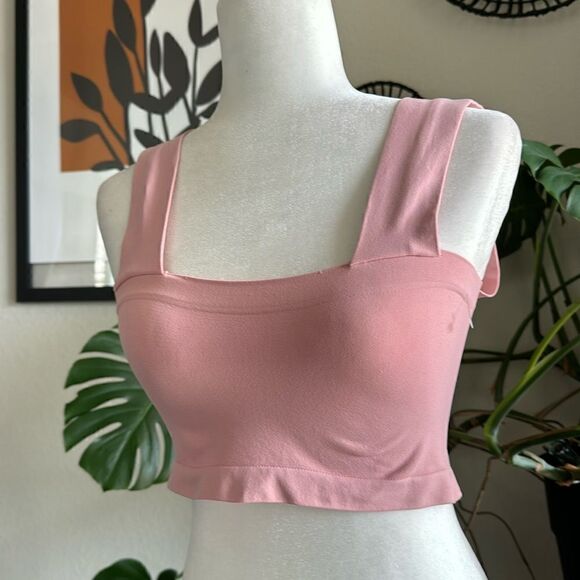 NWOT Free People Straight Lines Bralette M/L Pull On Longline Wide Strap Stretch - Picture 3 of 13